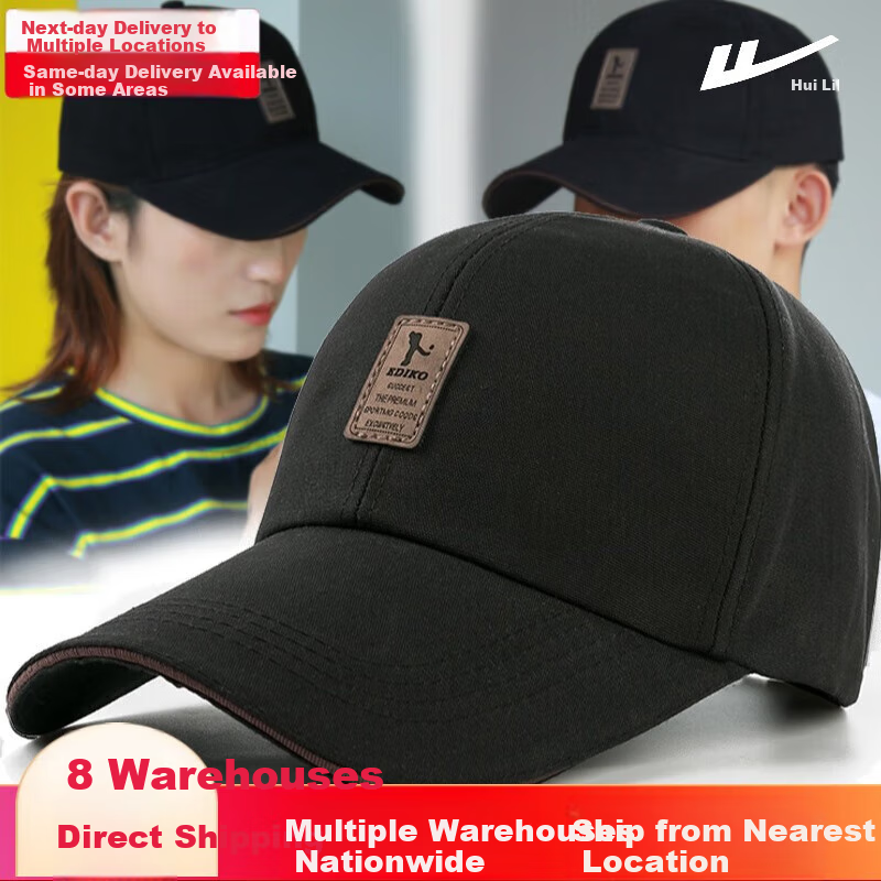 Huili Baseball Cap, Unisex Visor Hat, All-Season Cap, Sports Fishing Sun Hat, Long Brim (Black)