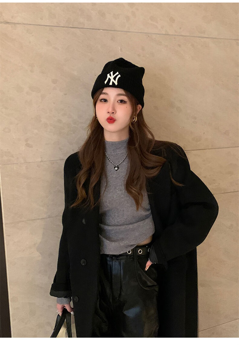 YUZHAOLIN Women's Half Turtleneck Base Shirt Autumn Winter 2025 New Knitted Lazy Style Soft Sweater Black 25