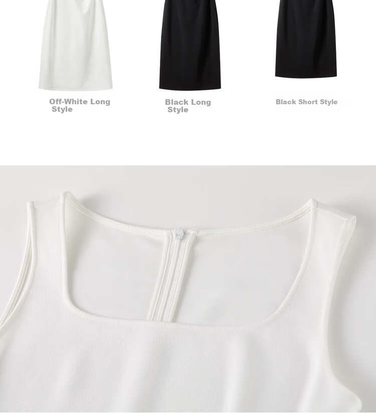 Sentubila Petite Black Square Neck Spaghetti Strap Dress for Women, Summer Elegant Slimming Dress, Concealing Body Shape, Elegant Mid-Length Dress 25