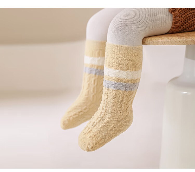 Five Cotton 3-Pair Pack Thickened Mid-Calf Children's Socks Infant Socks Class A Twisted Seamless Striped Baby Socks 13