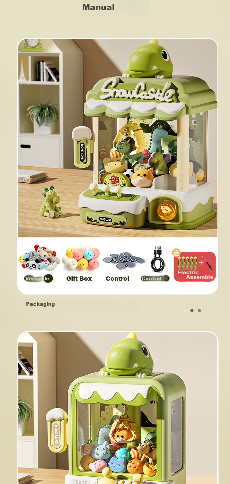 AoZhiJia Claw Machine Toy for Children 3-6 Years Old, Girls' Birthday Gift, Pretend Play Large-Sized Gacha Doll Grabber Machine 17
