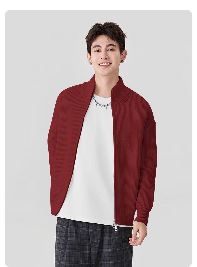 Baleno S&K Series Men's Knit Sweater Autumn Winter Thickened Simple Casual Warm Jacket Daily Versatile Loose Outerwear 3