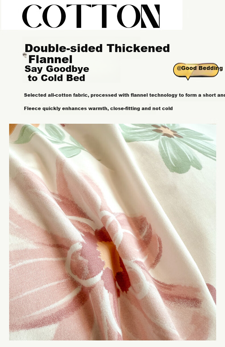 Grace Four-Piece Bedding Set, Class A Pure Cotton, 7A Antibacterial Brushed Thickened Double Bed Home Use Four-Piece Set, 100% Pure Cotton AB Version, 1.5/1.8M Bed, Lingxiao Suyu 4