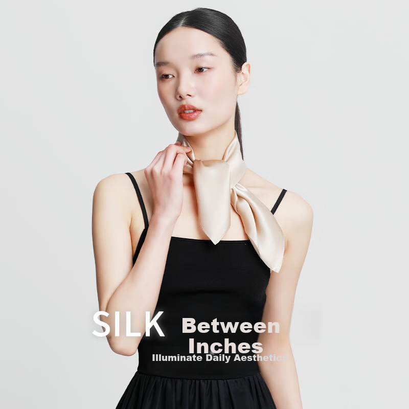 Sijie [High Value for Money] Silk Scarf for Women, 100% Mulberry Silk Scarf, Solid Color Necktie, Mid-Autumn Festival Gift