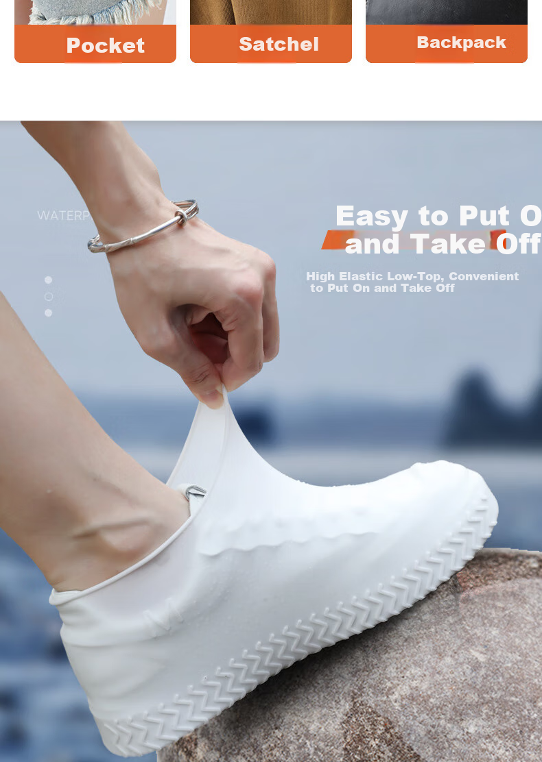 FOOTOPPO Silicone Rain Shoe Covers, Adult Waterproof Shoe Covers, Outdoor Rain Protection, Non-Slip, Wear-Resistant, Rain Boots for Children And Adults 5