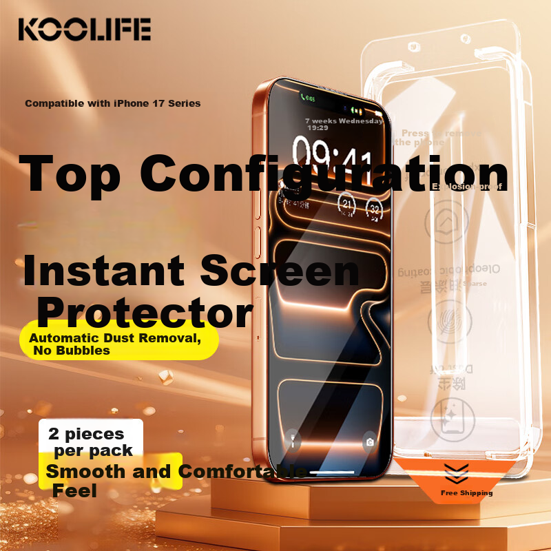 KOOLIFE [AR Anti-Glare + Corning Glass Two Pieces] IPhone 18 Pro Tempered Glass Screen Protector, Apple 17 Pro Phone Film Protective Cover, Full Coverage Anti-Drop Fingerprint Dust-Free Chamber
