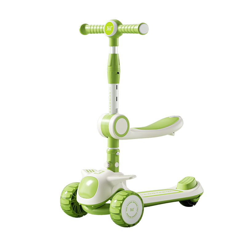 361° Kids Scooter 2-3-6-10-12 Speed Festival Gift Flashing Wheel Music Kick Scooter - Avocado Green
