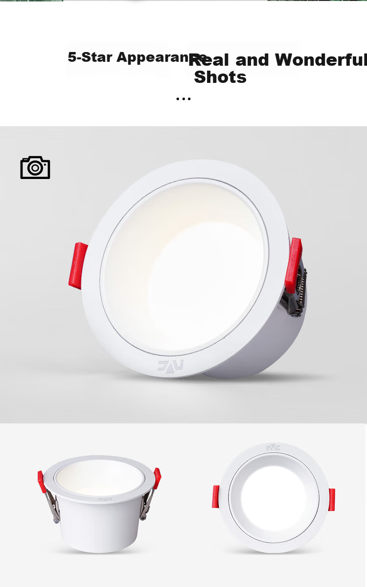 NVC LED Downlight for Living Room, Bedroom, Hallway, Recessed Ceiling Light, High CRI 7W Tri-Color [Miyu] Cut-Out 75mm 2