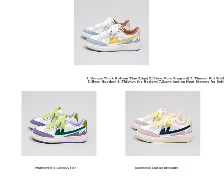 Huili Women's New Style Sneakers, Thick-Soled Versatile Sports Shoes for Women, K692BR, White/pink/navy Blue, Size 37 1