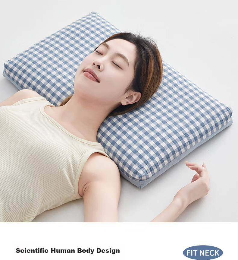 Hodo All-Cotton Buckwheat Pillow, Buckwheat Hull Pillow, Buckwheat Husk Pillow Core, Deep Sleep Cervical Pillow, Neck Support Pillow, 35*55cm, Light Blue 12