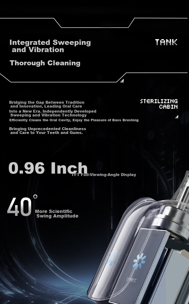 BAIR Space Capsule Sterilization Edition Large Screen Visible Smart Vibration-Integrated Sonic Electric Toothbrush for Adults, Rechargeable Soft Bristles I6 12