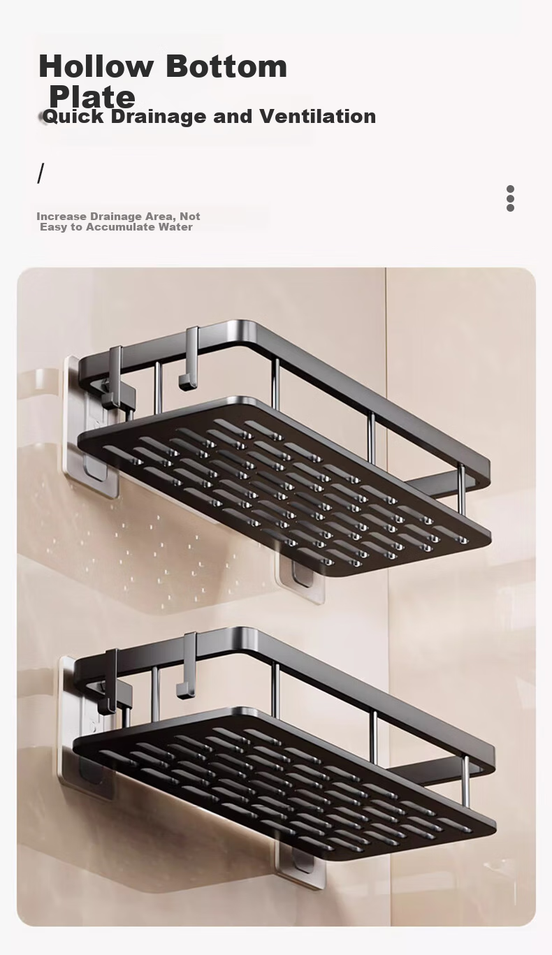 Jingjiayi Dormitory Bedside Storage Basket, Bathroom Organizer Shelf, No Drilling Required, Wall-Mounted Washroom Iron Art Storage Rack 7