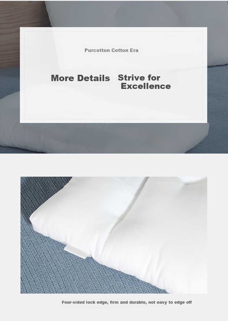 PurCotton Pillow, 100% Cotton, Adult Knitted Brushed Comfortable Pillow Core, Deep Sleep - Gray Striped Pillow, 45×70cm 9