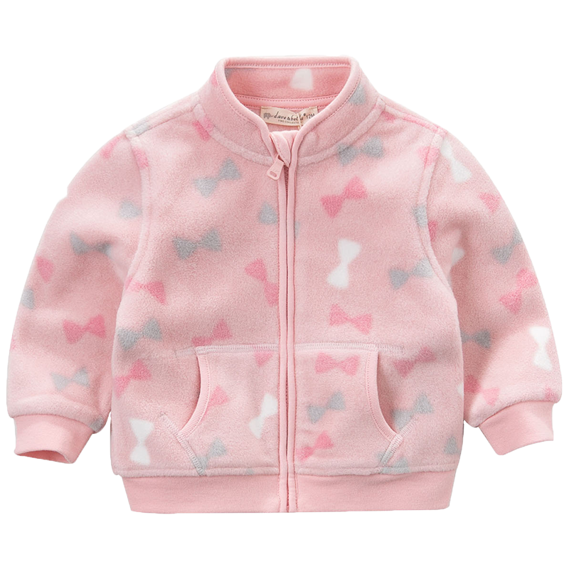 DAVE & BELLA Children's Outerwear Spring And Autumn Clothing Baby Stylish Infant Clothes Girls' Fleece Jacket