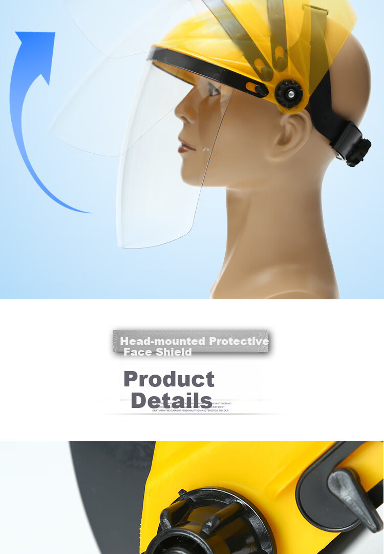 Beifute Welding Helmet, Anti-Spatter, Impact-Resistant Full-Face Protective Mask, Transparent Head-Mounted Welding Goggles [Jingcang Flash Sale], Yellow Top Transparent Mask, Two Pieces 10