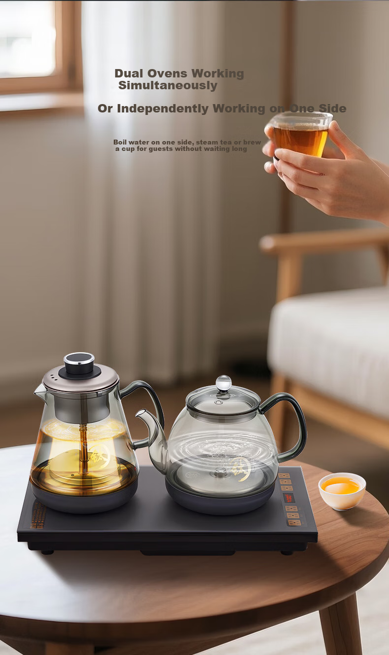 AUCMA Pure Titanium Fully Automatic Water-Boiling Electric Kettle, Tea Table Kettle, Built-In All-In Machine, Electric Teapot, Tea Set, Electric Tea Stove Set, Pure Titanium Double Kettle Steaming And Brewing Tea Model F22 6