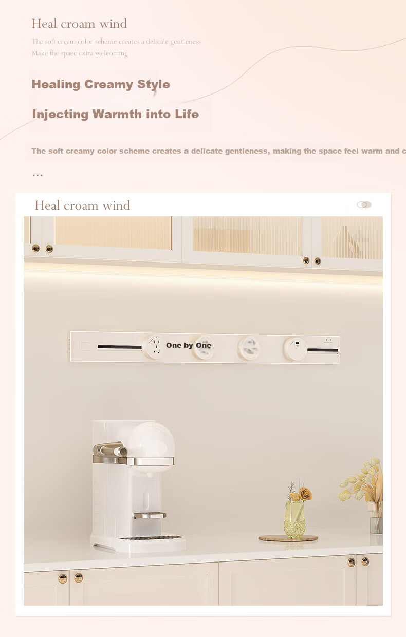 Shuxiang Household Kitchen Power Track Socket, Surface-Mounted Ultra-Thin Sliding Rail Socket, Wireless High-Power Island Countertop Sideboard, Movable Guide Rail Power Strip 1