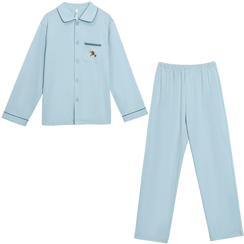 Hodohome Boys' A-Class Cotton Pajamas Cartoon Print Long Sleeve Cardigan Set 107 120