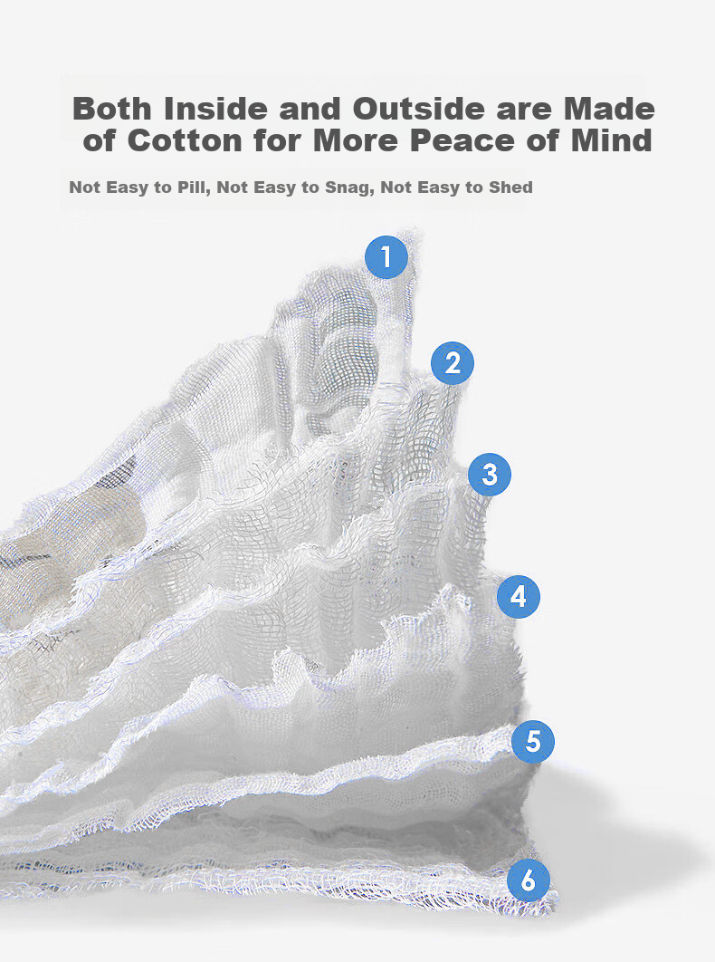 Hengyuanxiang Class A Antibacterial Pure Cotton Six-Layer Gauze Pillowcase, One Pair, 50*80cm (Nai Tuanguannu) 7