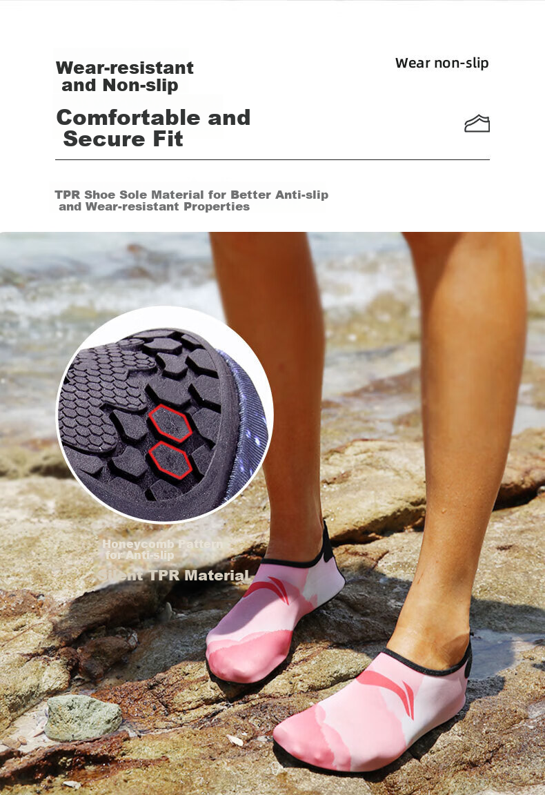 Li-Ning Beach Shoes for Men And Women, Swimming And Rafting Sandals, Non-Slip, Cut-Resistant, Skin-Friendly, Water Park, Beach Combing, Snorkeling, Breathable, Wear-Resistant 4