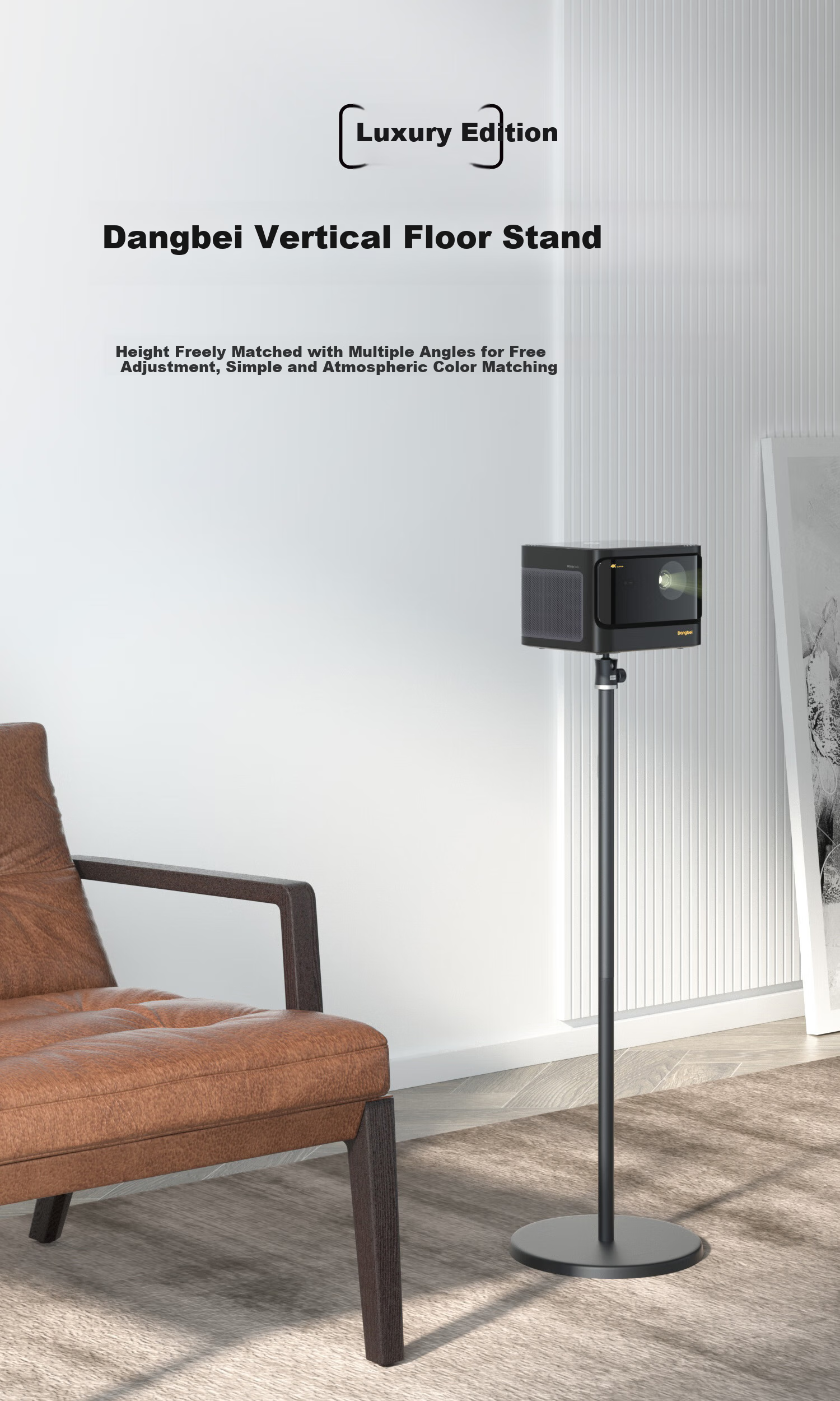 Dangbei Luxury Edition, Floor-Standing Projector Stand with 360° Omnidirectional Cloud Platform, Cast Iron Base + Aluminum Alloy Frame, Compatible with F Series/X7 Series/D Series/SM Series 1