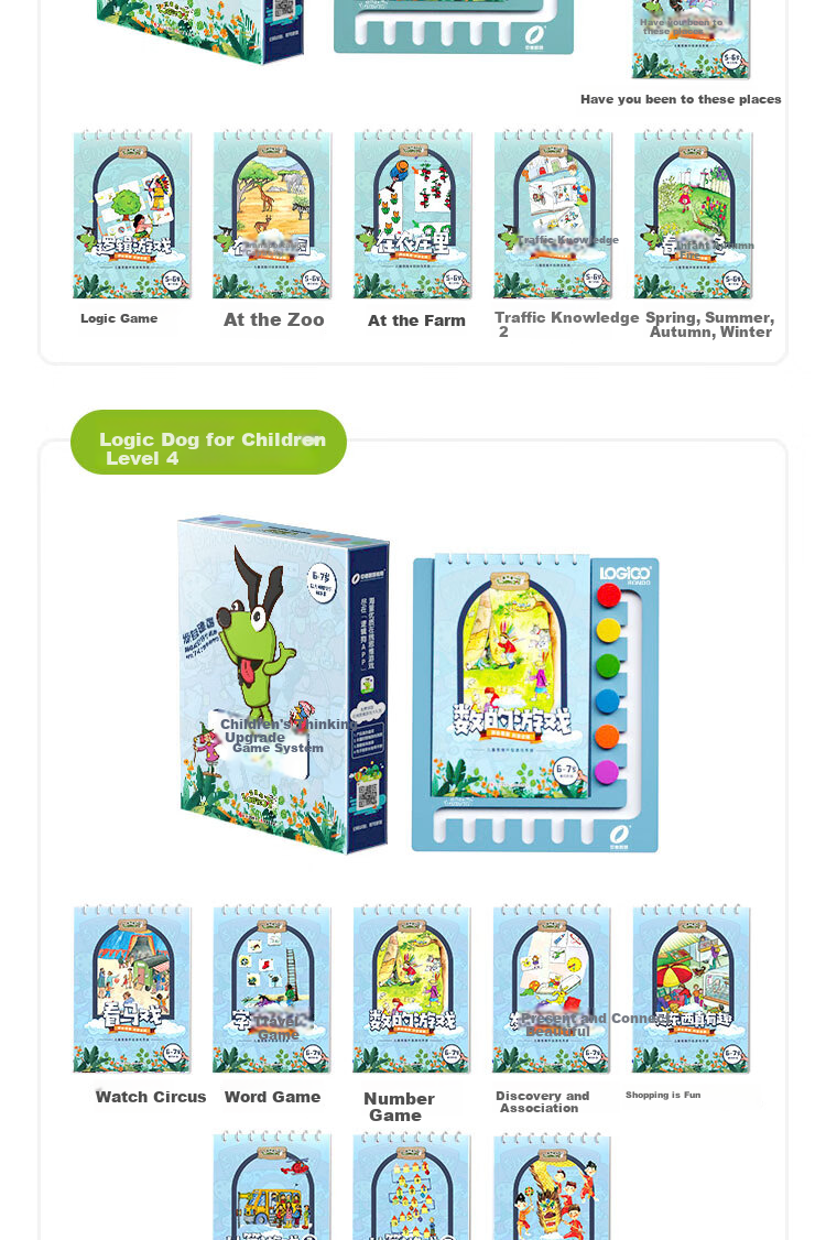 Luojigou 6-7 Years Old Simple Card Early Education Machine Toy for Boys And Girls, Kindergarten Thinking Training Children's Birthday Gift 8