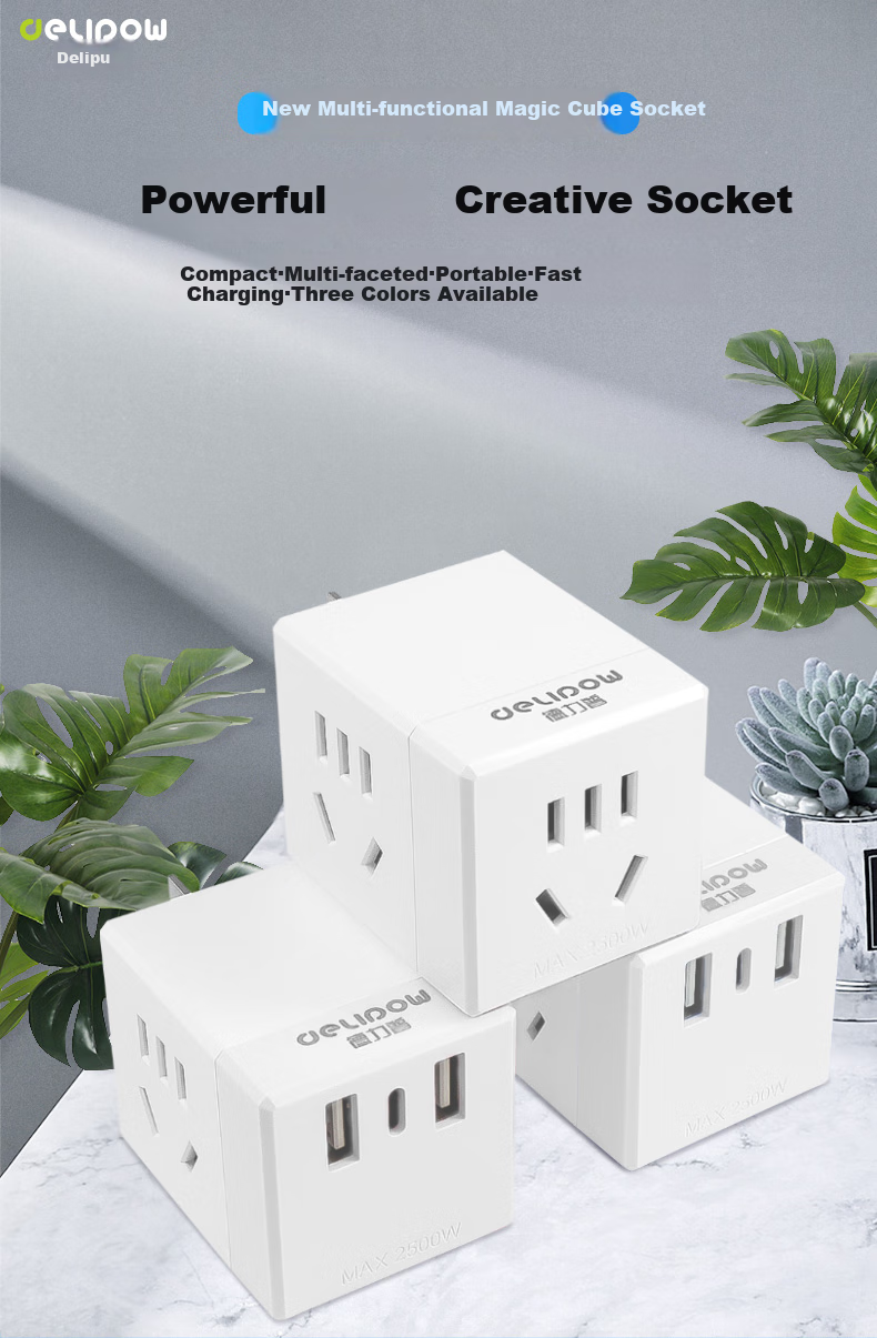 Delipow Power Strip, One-To Multifunctional Socket, USB Charger/wireless Socket Adapter/travel Converter Plug, 1-To Adapter [White] 1