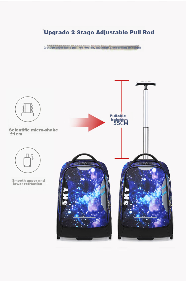 Dijiuchengbao Trolley Backpack for Primary School Students Grades 3-6 Boys And Girls Middle School Students Large Capacity Children's Backpack 9