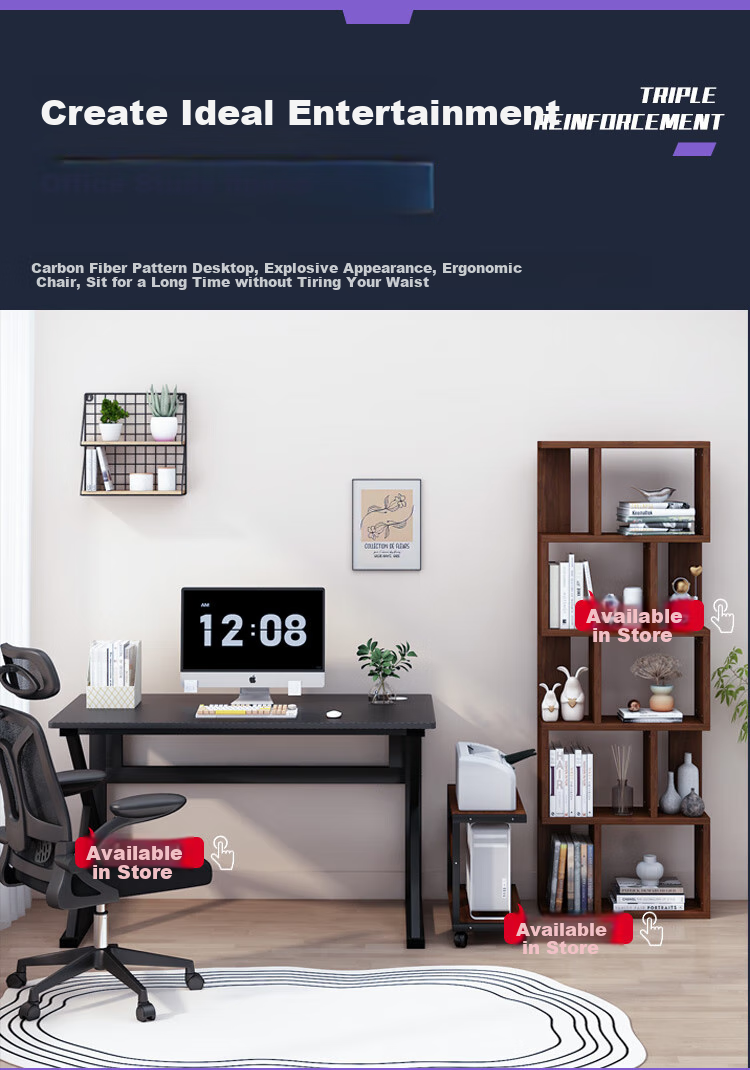 Yameile Computer Desk, Thickened And Reinforced Desktop, Study Table, Office Home Simple Gaming Desk, Black, 100*50 2