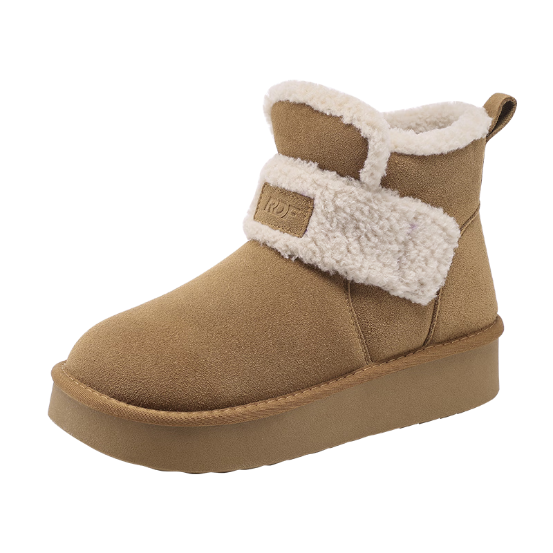 Red Dragonfly Women's Snow Boots Winter Thickened Cotton Shoes Fashionable Versatile Thick Sole Warm Cotton Shoes WLC459842R Camel Size 39