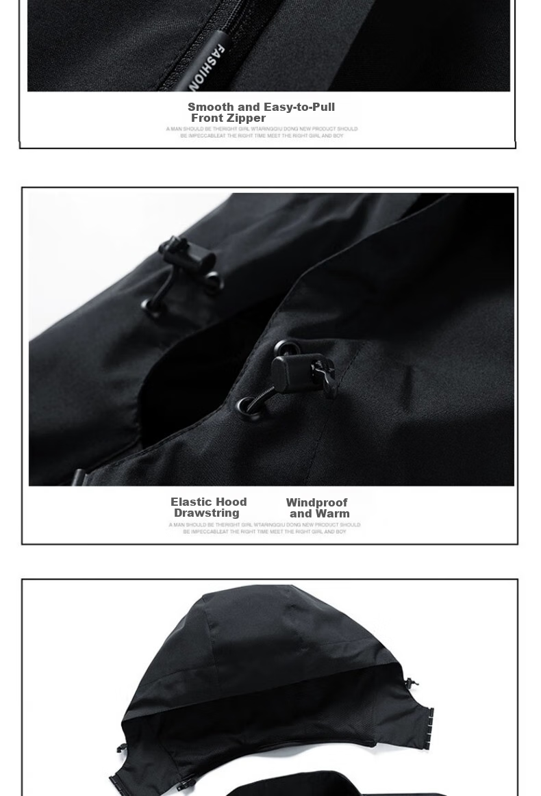 JEEP Men's Windbreaker Jacket, Autumn And Winter Three-In Detachable Outdoor Windproof Mountaineering Coat, Black Three-In Size M 27