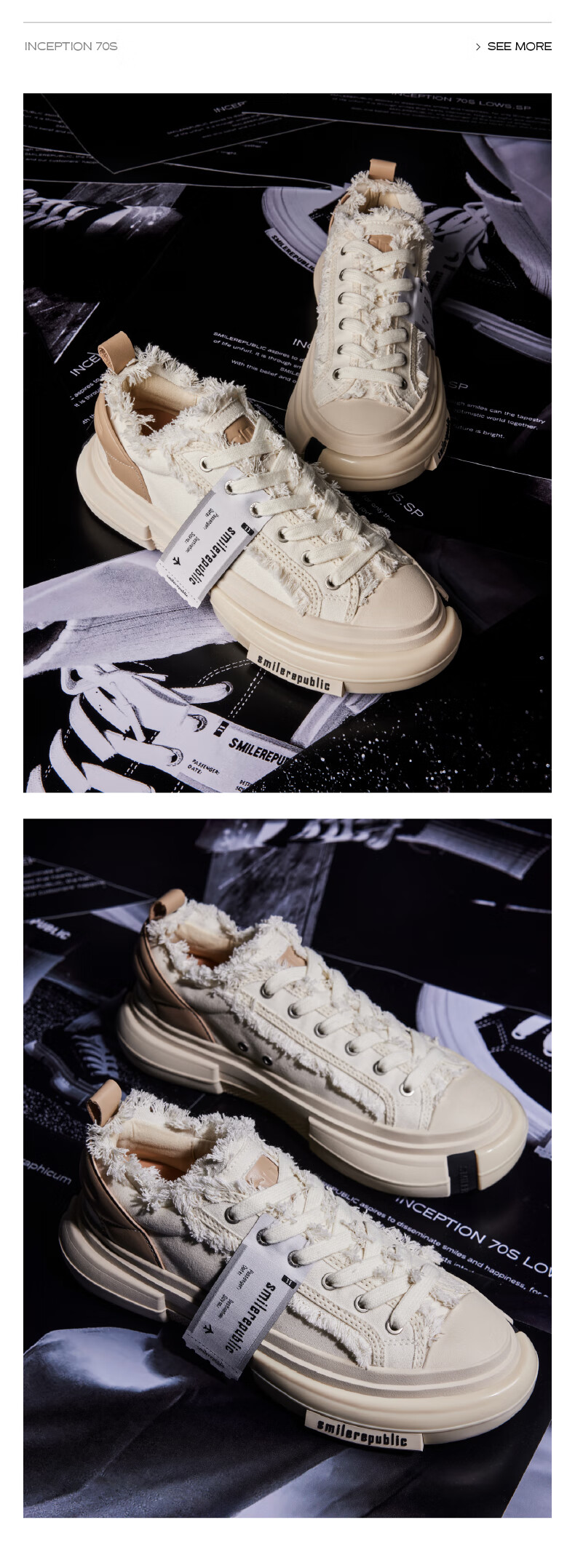Smilerepublic [Xu Yiyang Same Style] 70S Classic Black/white Low-Top Canvas Shoes, Off-White, Size 35 5
