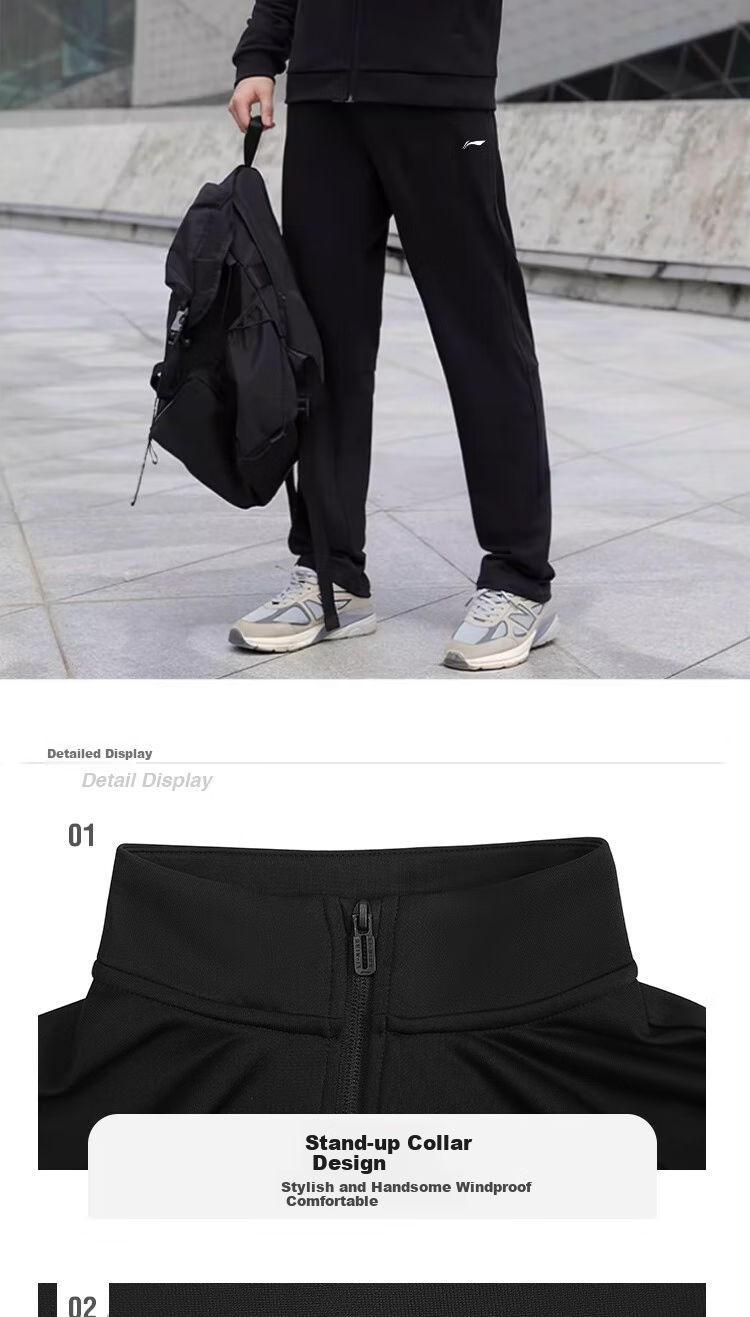 Li-Ning Men's New Spring and Autumn Sports Suit Jacket Zip-up Sweatshirt Running Set Sports Pants Casual Fitness Tracksuit 9