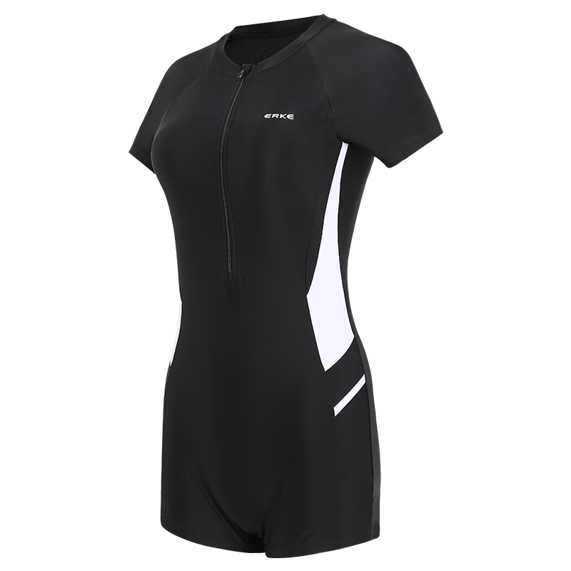 ERKE Women's One-Piece Square-Leg Conservative Swimsuit Slimming Tummy Control Professional Racing Swimwear