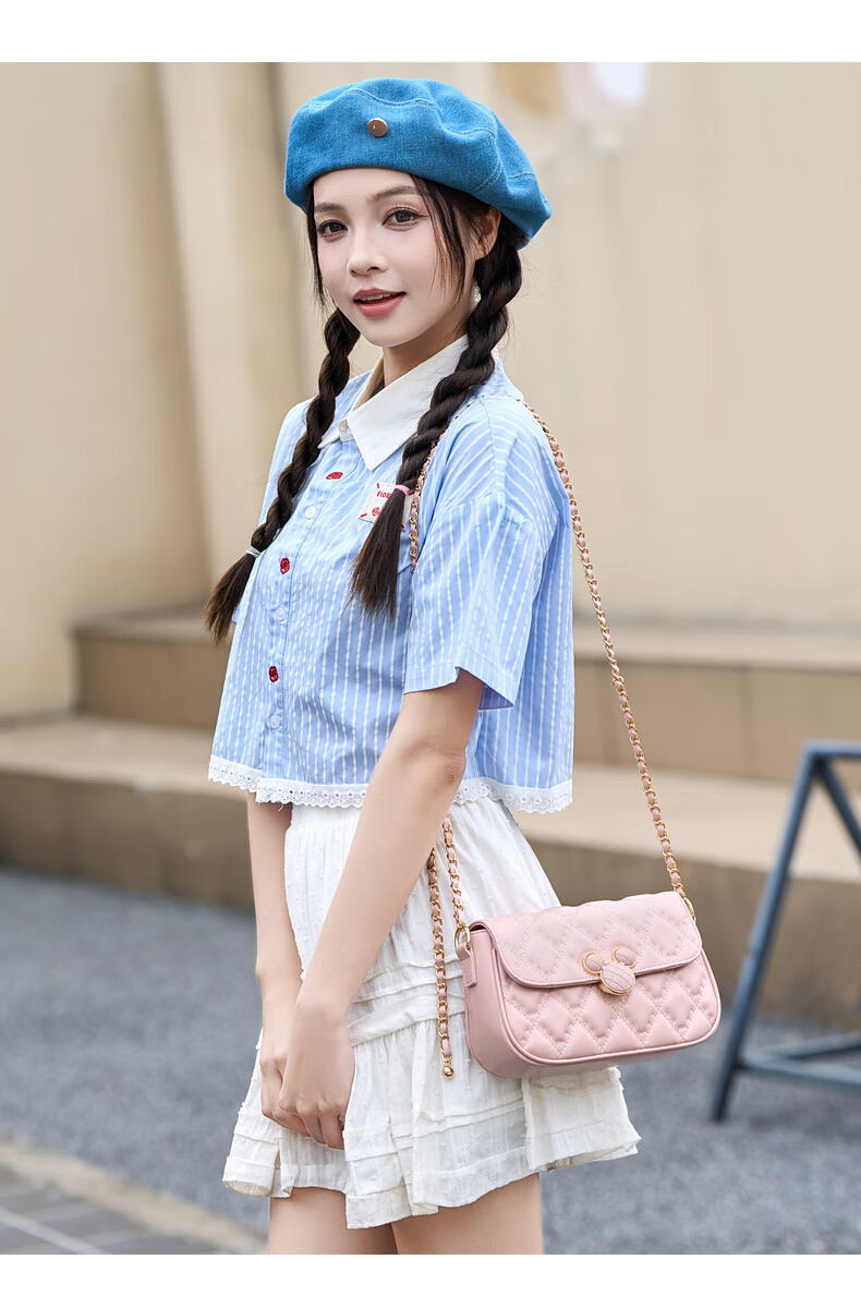 Disney & ORVE Joint Shoulder Crossbody Chain Small Square Bag White [Includes Branded Tote Bag] 11
