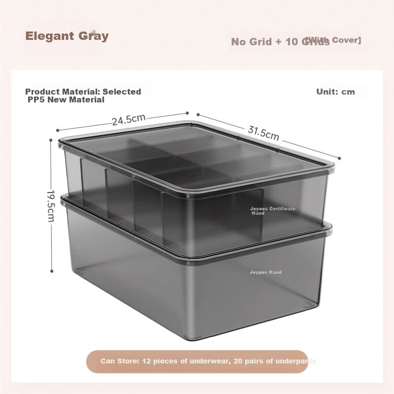 Jiabangshou Underwear Storage Box, Lingerie And Sock Organizer, Clothes Storage Container with Compartments, Closet Drawer Organizer, 2-Piece Set