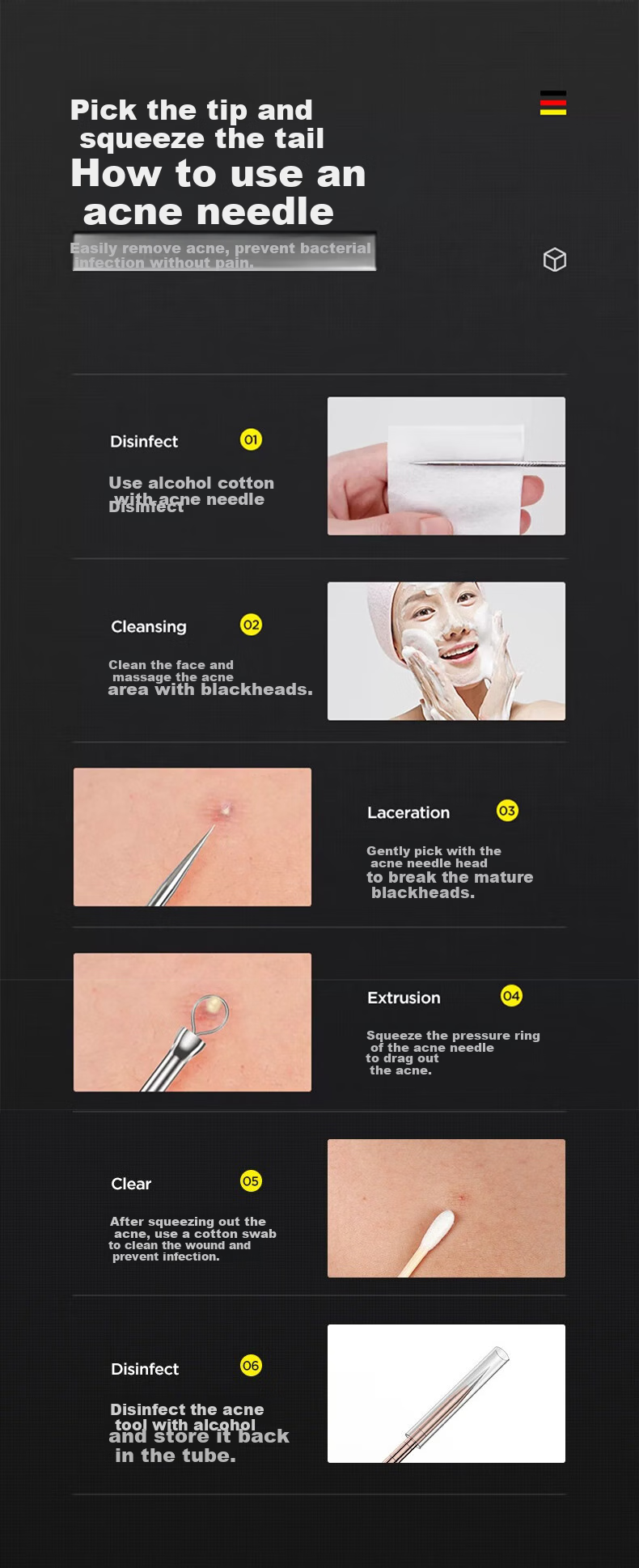 Haifeinuo Acne Needle Set with Tweezers for Blackhead Removal, Pimple Extraction Tool Kit, 5-Piece Set for Removing Dark Spots 8