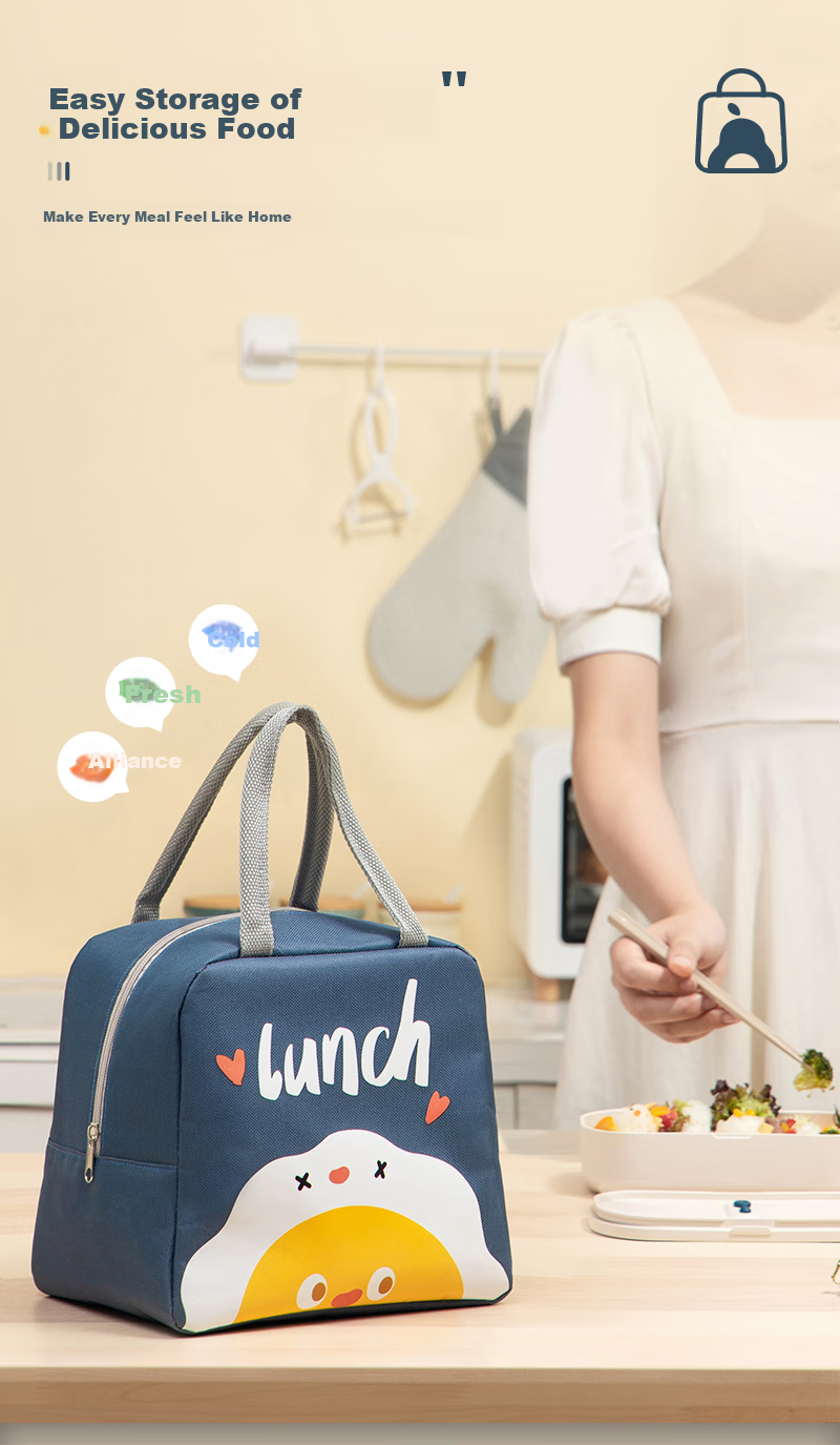 Banzheni Insulated Lunch Box Bag, Large Capacity Portable Bento Box, Office Worker Handheld Aluminum Foil Durable Canvas Large Size for Elementary School Students 7