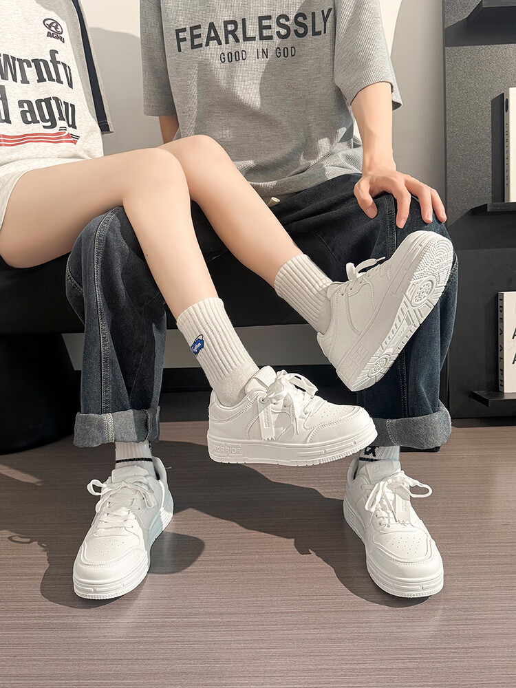 Huili Black And White Panda Couple Shoes, Unisex Thick-Soled Sneakers, Versatile Sports Casual Shoes for Men And Women, White, Size 38 11