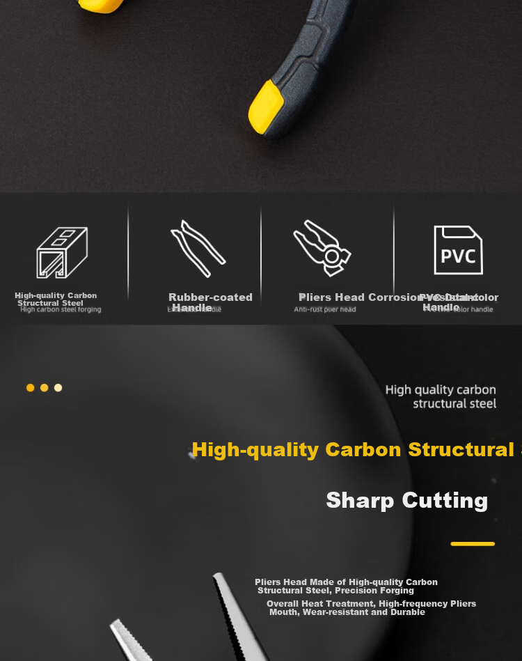 DELIGONGJU Deli Spring-Loaded Needle-Nose Pliers, Yellow, 6", DL2106T 2