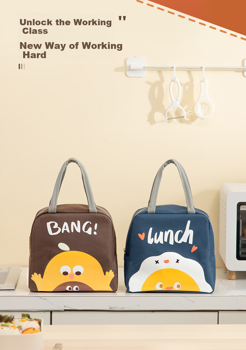 Banzheni Insulated Lunch Box Bag, Large Capacity Portable Bento Box, Office Worker Handheld Aluminum Foil Durable Canvas Large Size for Elementary School Students 14