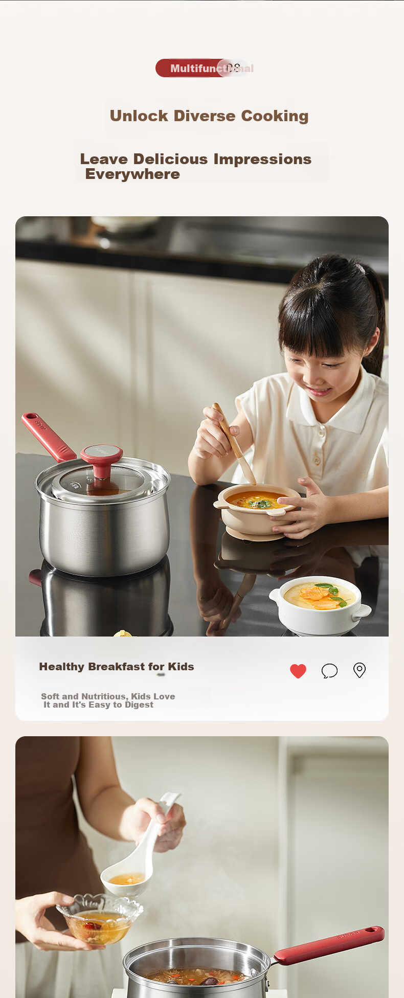 SUPOR Milk Pot, 18cm Stainless Steel Non-Spill Series, Heightened And Deepened, Baby Food Pot, Soup And Noodle Pot, Suitable for Open Flame And Induction Cooktops 11