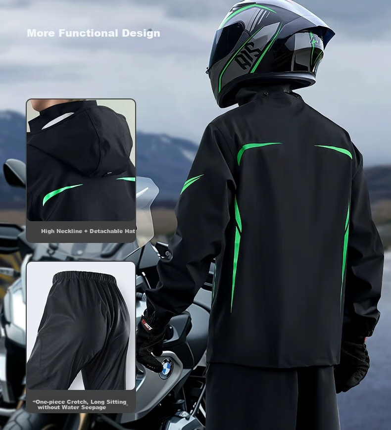 Beimei Motorcycle Riding Rain Jacket Set for Men, Adult Two-Piece Electric Scooter Full-Body Heavy Rain Protection, Specially Designed for Delivery Riders 9