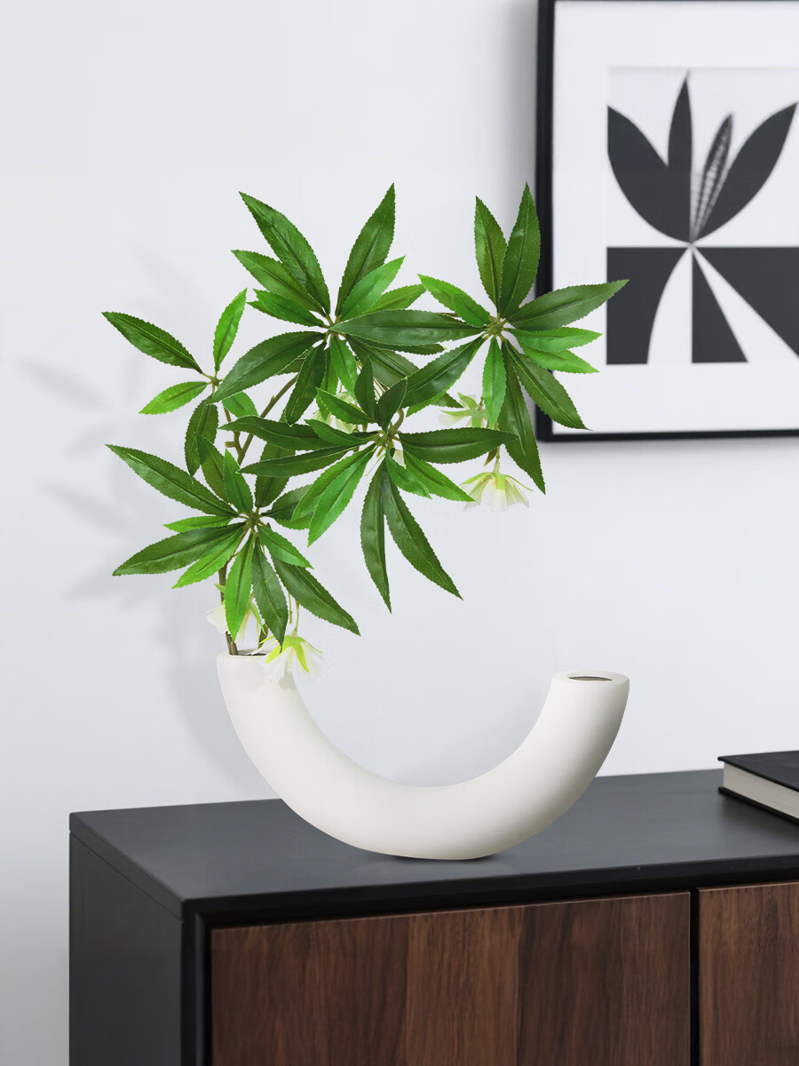 Qiju Yaji Artificial Green Plant Water Stone Banyan Entrance Hall Homestay Tea Room INS Style Decorative Indoor Landscape Ornament with Vase 20351 2