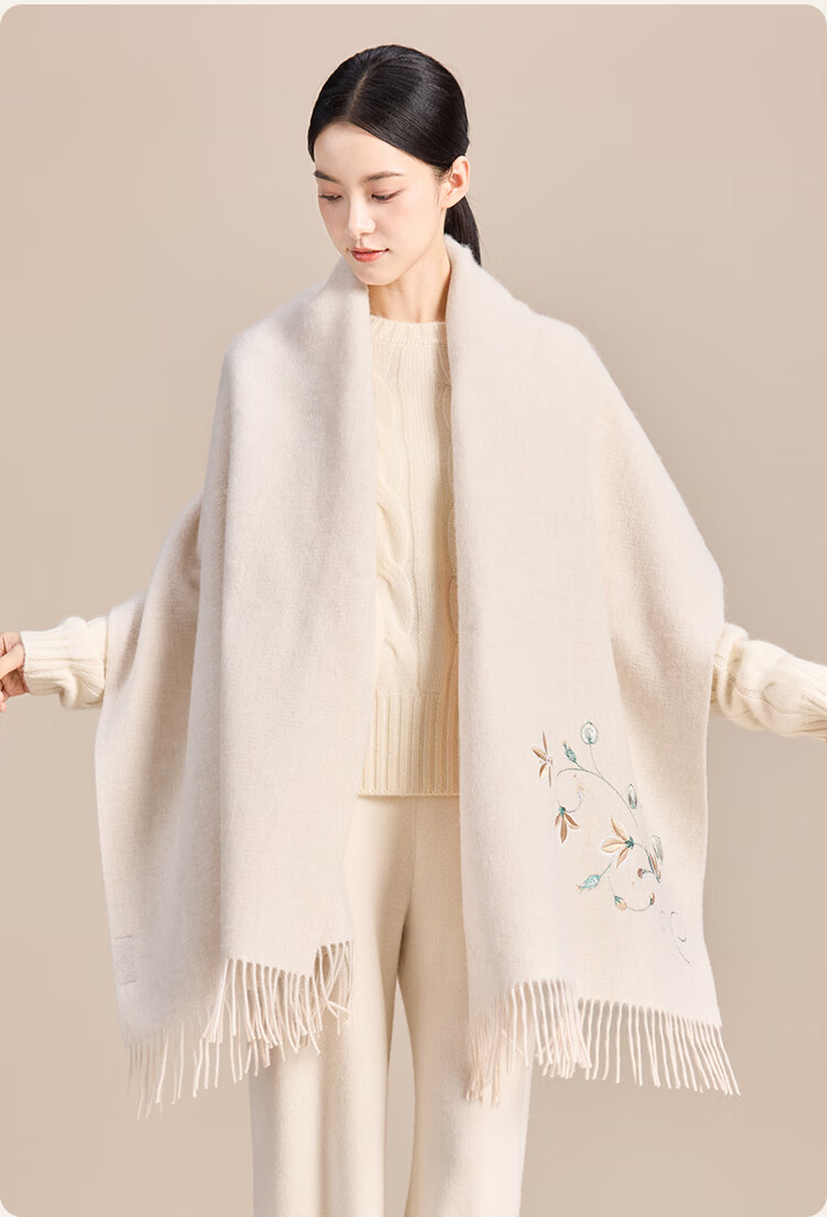 JIUMU Pure Wool Scarf for Women, Autumn And Winter Warm Outer Wrap Shawl, Gift for Mom And Elders, Christmas Birthday Present, Gift Box Packaging 17
