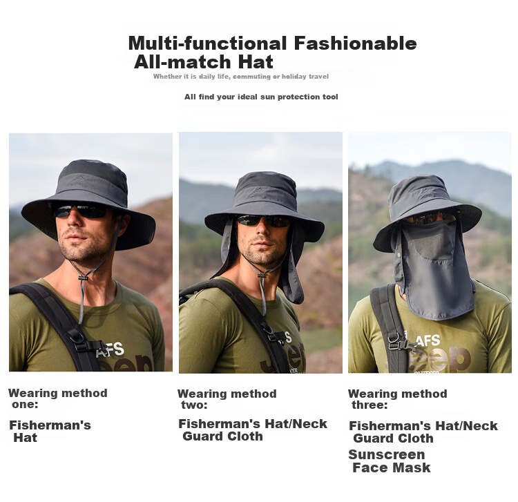 MOTIE Sun Protection Hat for Men And Women, Outdoor Sun Visor Cap, Summer UV-Resistant Face Mask, Sun Fishing Hat, Cycling Mask, Detachable All-In Desig 5