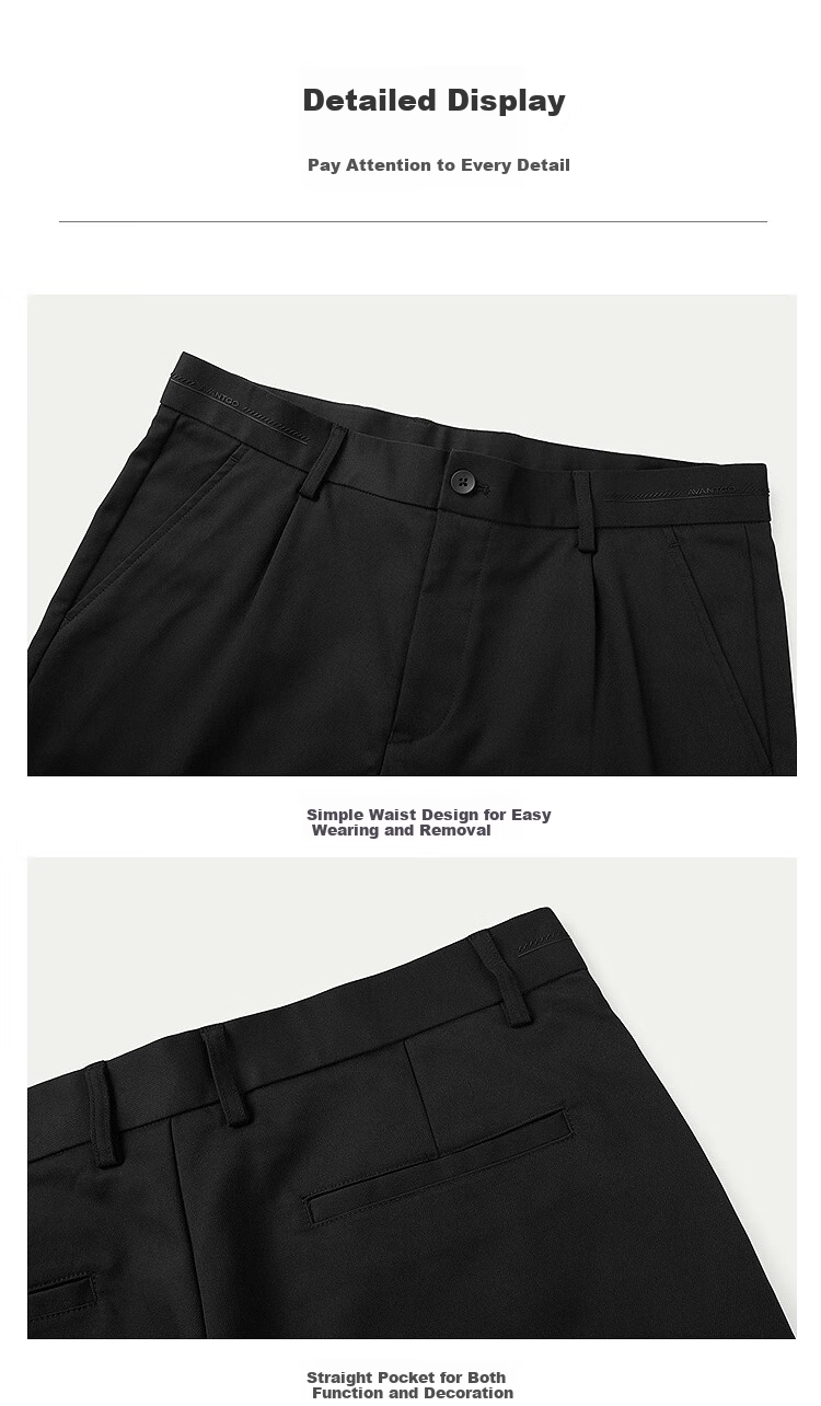HLA Casual Pants for Men, Light Business Classic Solid Color Straight-Leg Trousers, Autumn Navy Blue, Size 33 15