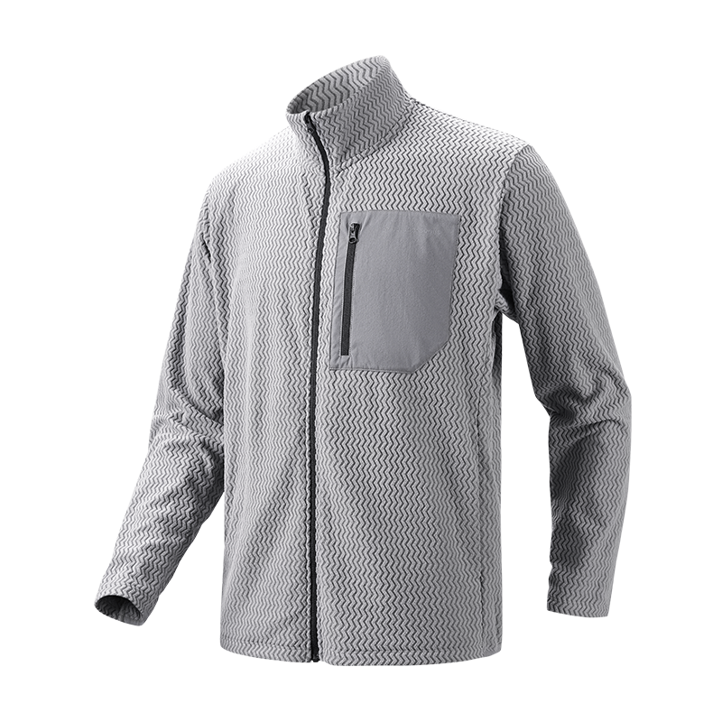 JD Original Winter F2 Series Windproof Fleece Jacket And Pants, Outdoor Sports Warm Coat, Stand-Up Collar Cardigan, Space Gray, 3XL