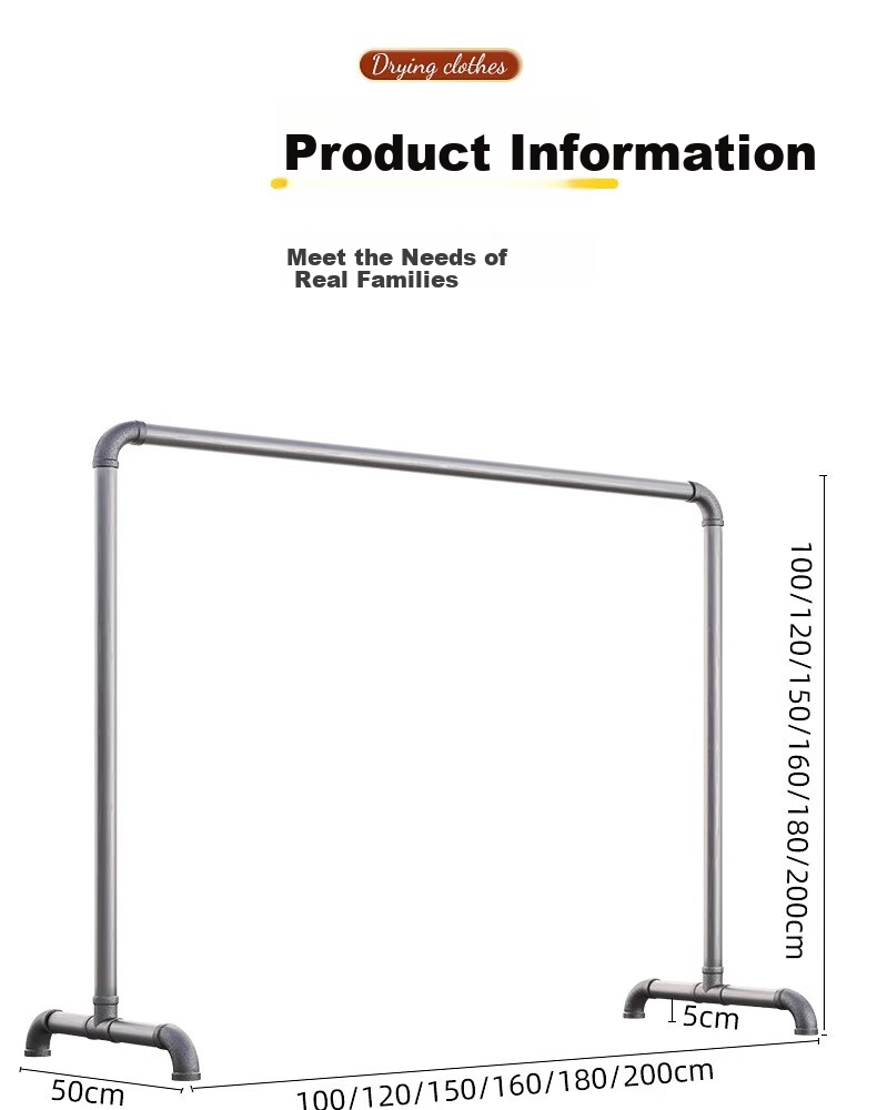Baoyouni Floor-Standing Clothes Drying Rack with Water Pipe, Customizable Hanger for Indoor And Balcony Use, Detachable Thickened Steel Pipe, 32 Tubes 22
