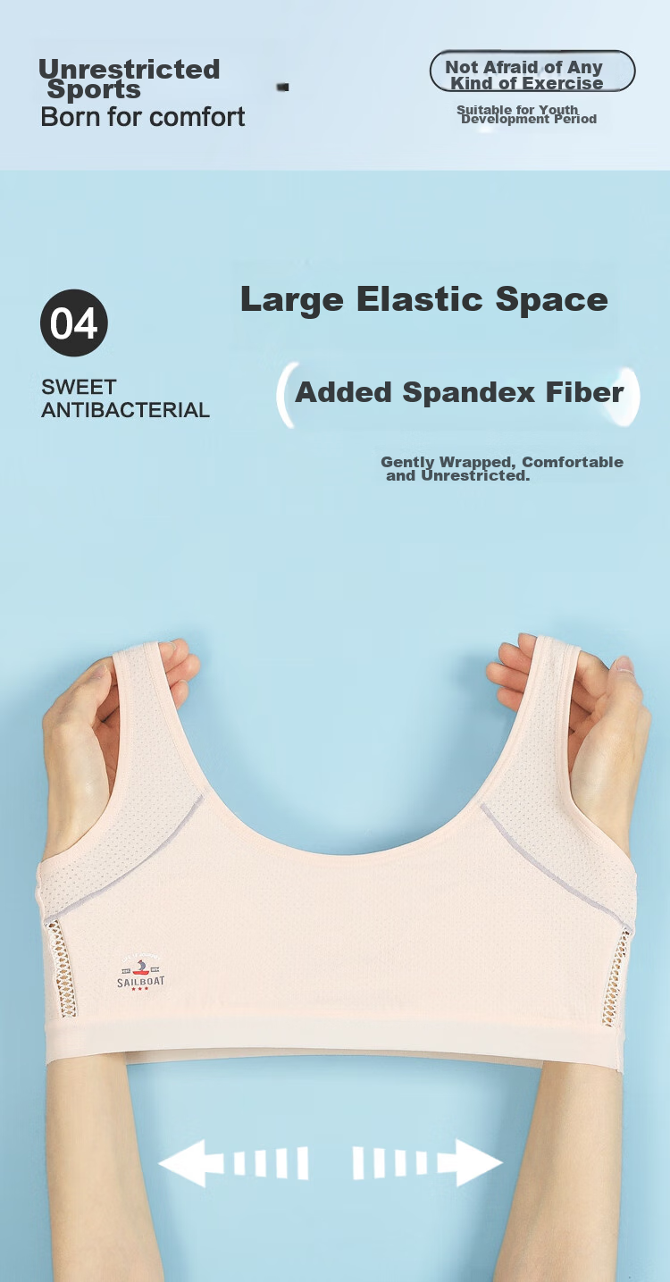 Hodohome Girls' Underwear, Puberty Stage Two Bra, Wireless, Anti-Nipple Show, Mesh Breathable Vest 006 A70 7